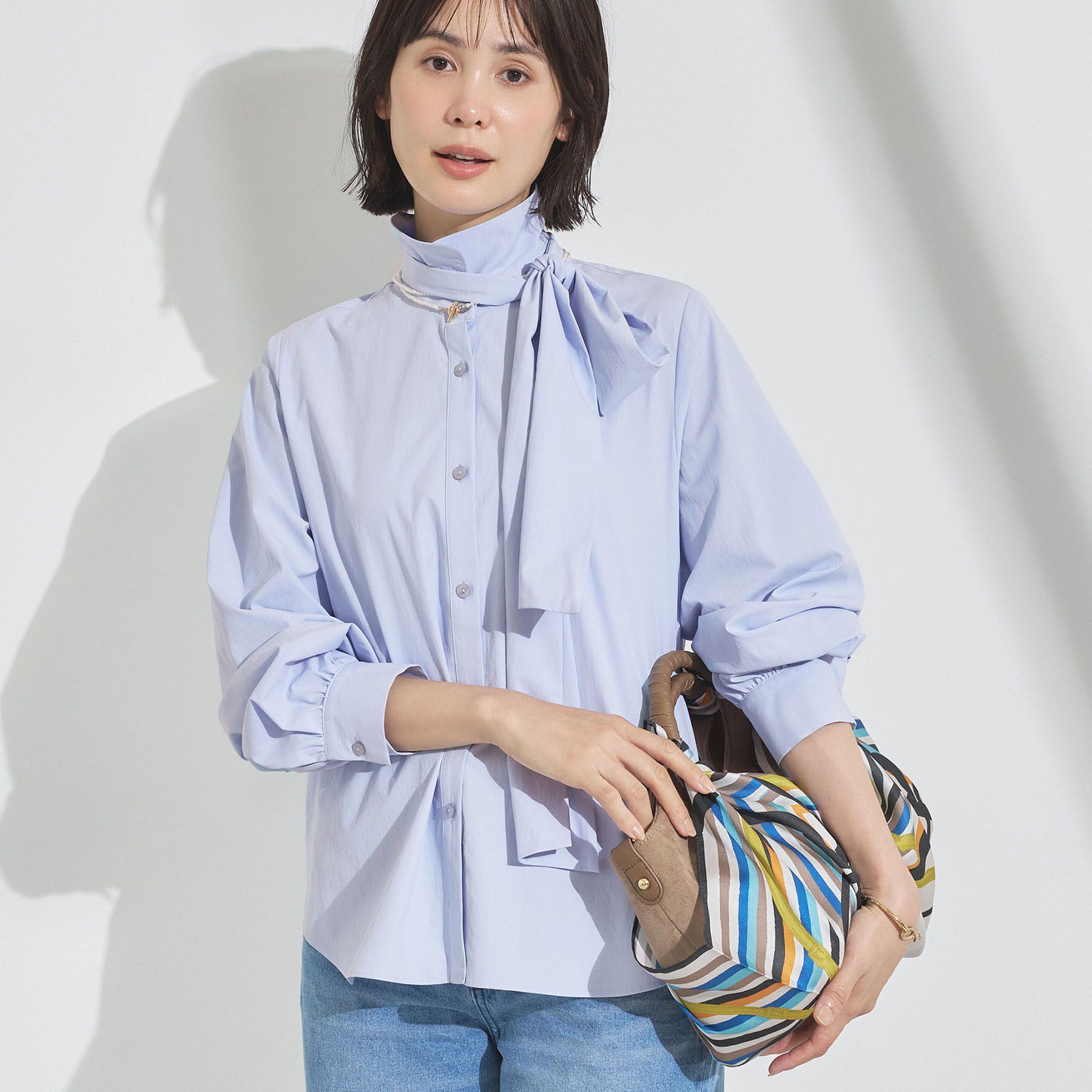 INDIVI「【接触冷感／ストレッチ◎】取外し可ボウタイシャツ」|シャツ・ブラウス|