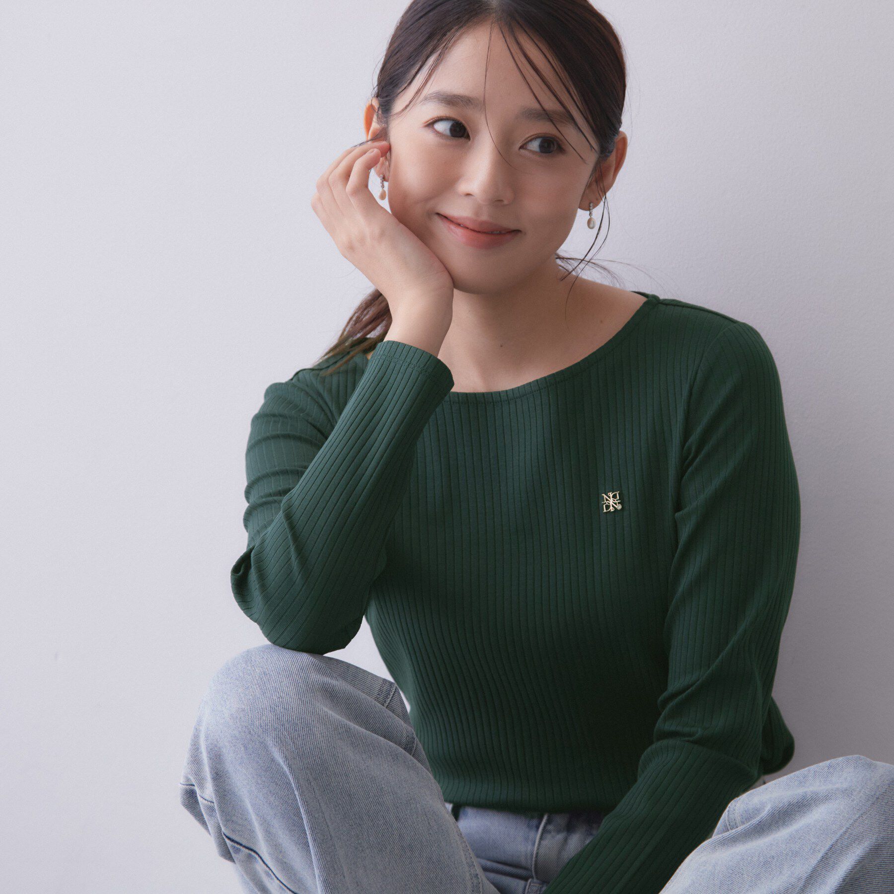 index「【接触冷感／UVケア】テレコボートネックトップス《洗濯機OK》」|Tシャツ・カットソー|グリーン(024)