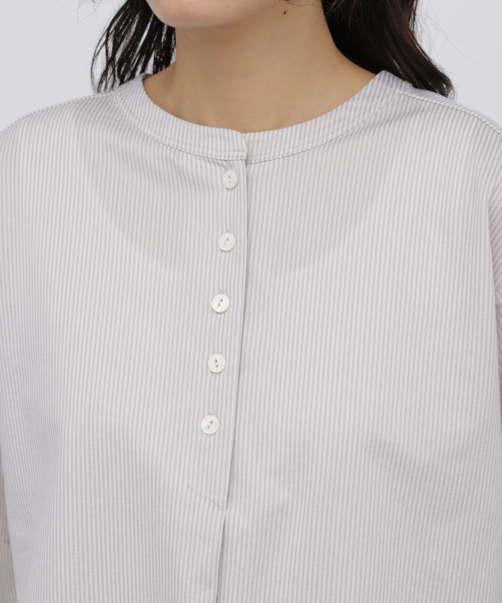  「◆《ジャージー素材》 トリコットカットソー釦ブラウス」|Tシャツ・カットソー|