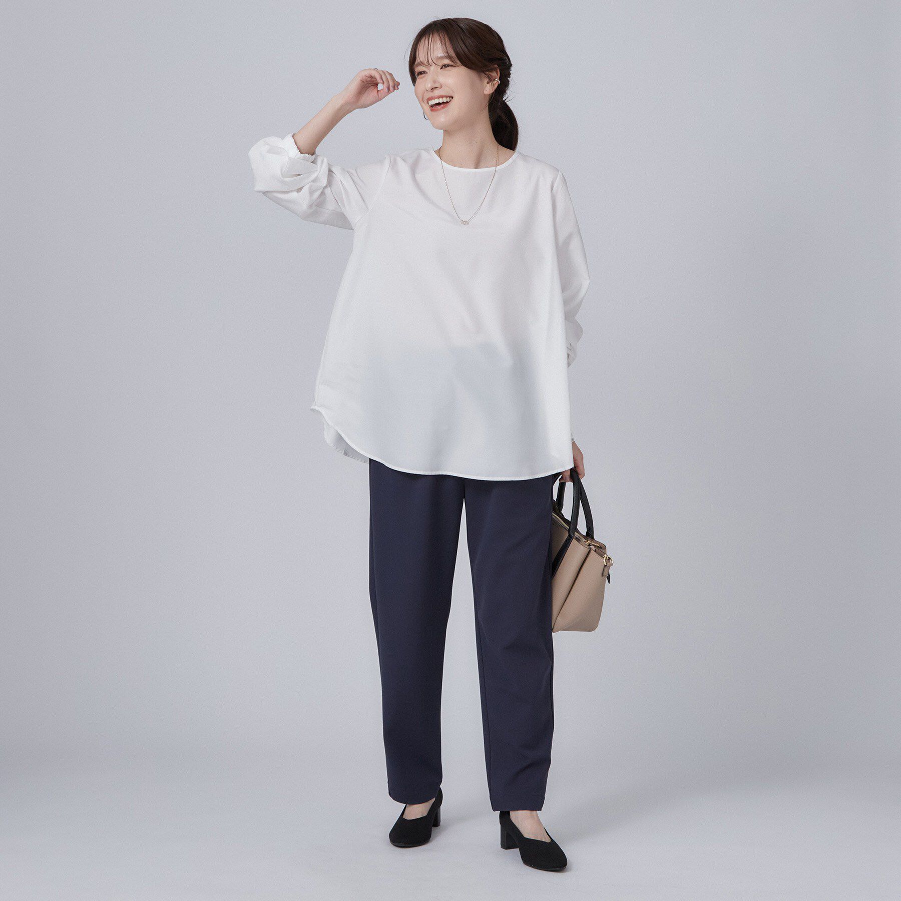 SHOO･LA･RUE「【2点セット/S-LL】着回し自在 スポンディッシュニットベスト＆フレアシャツ」|その他|
