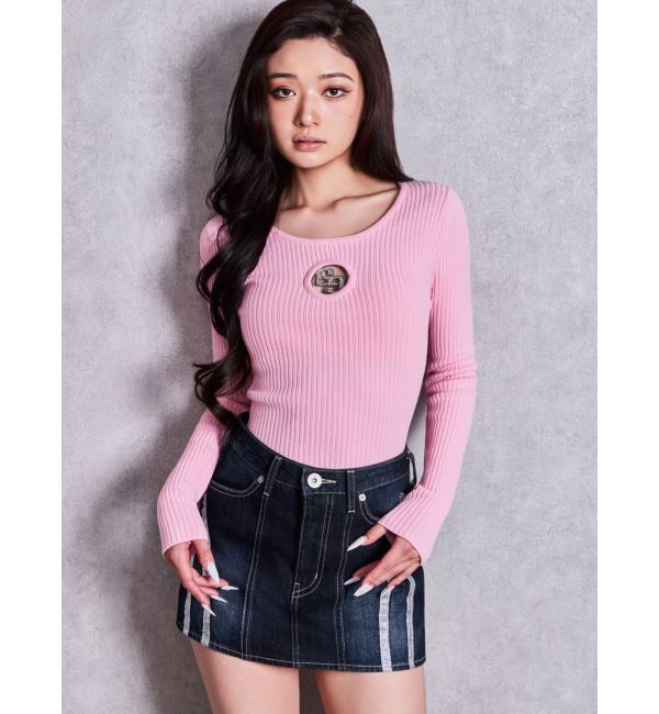 GYDA「GG bijou MOLD long sleeveニットトップス」|ニット・セーター|
