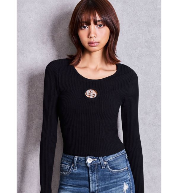 GYDA「GG bijou MOLD long sleeveニットトップス」|ニット・セーター|ブラック