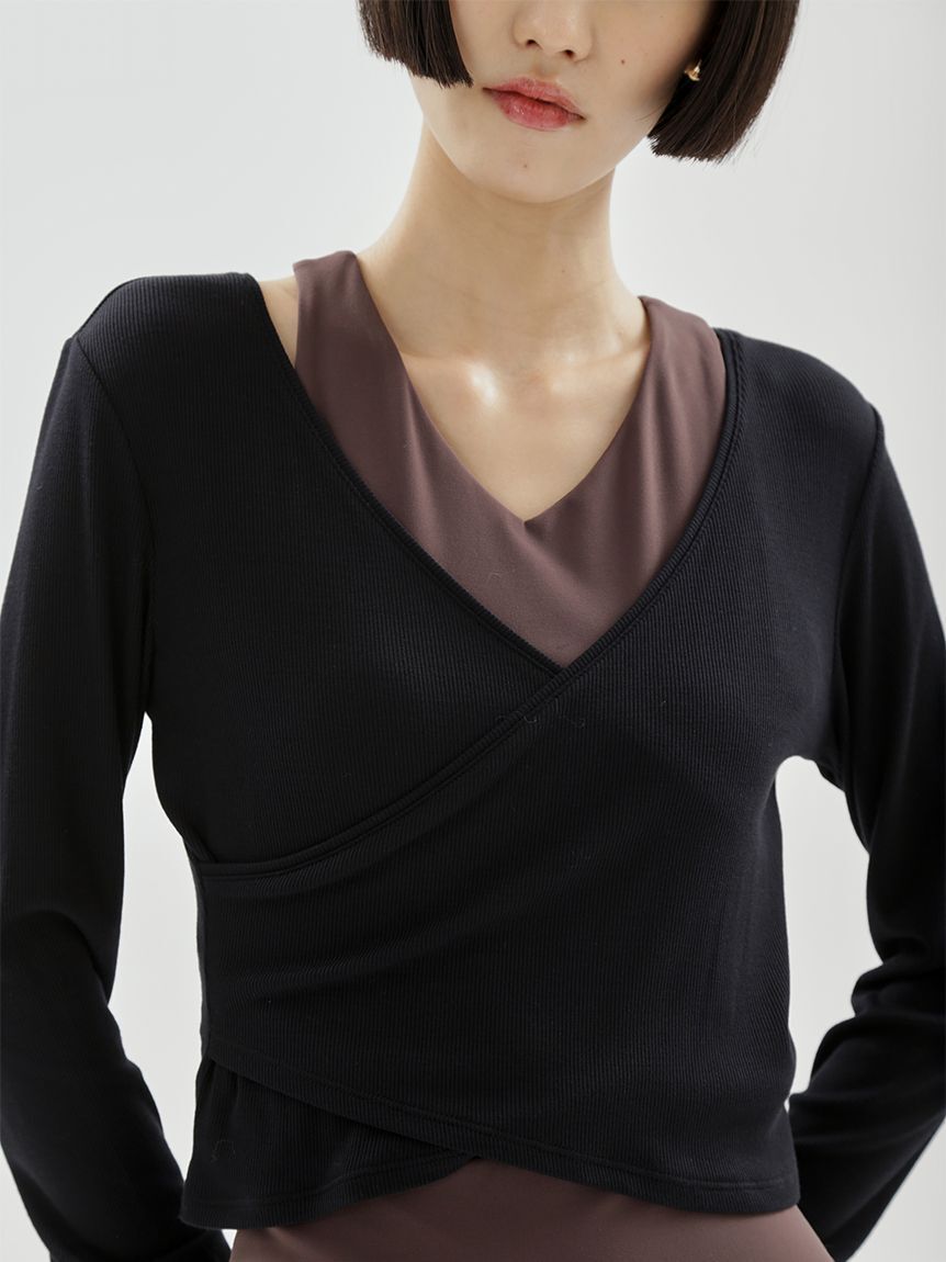 emmi atelier「【W&T】クロップドテレコカシュクールトップス」|Tシャツ・カットソー|
