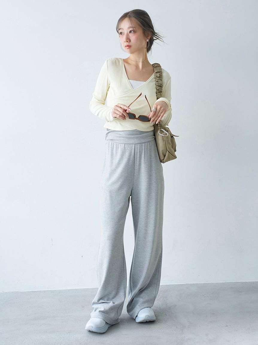 emmi atelier「【W&T】クロップドテレコカシュクールトップス」|Tシャツ・カットソー|