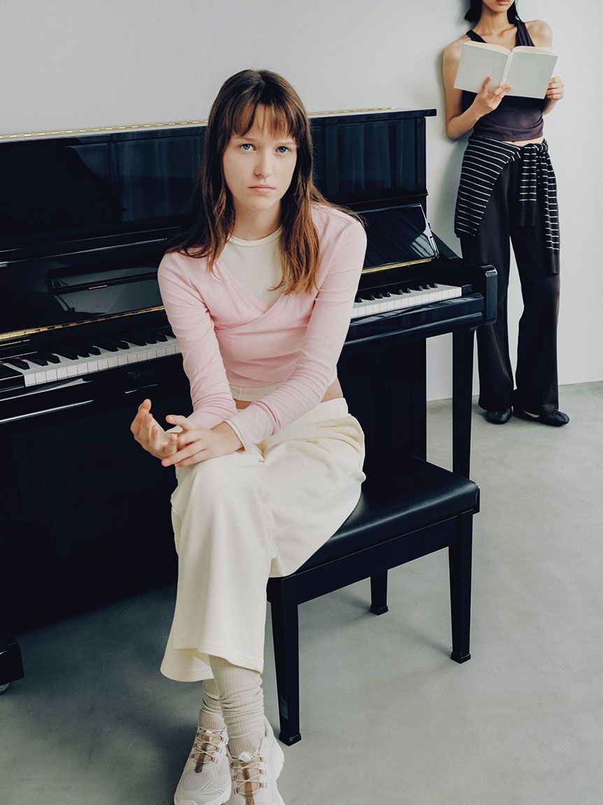 emmi atelier「【W&T】クロップドテレコカシュクールトップス」|Tシャツ・カットソー|