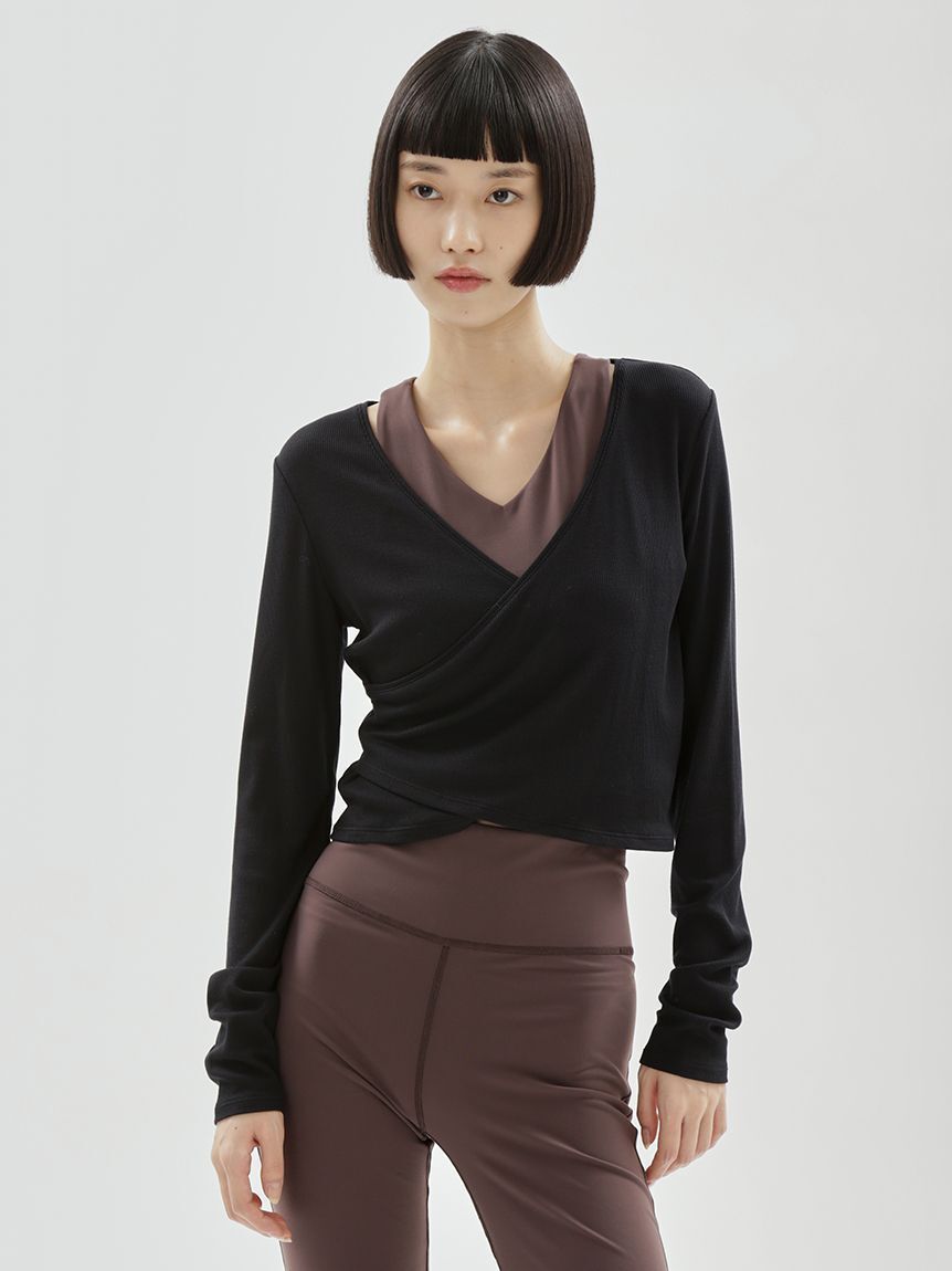 emmi atelier「【W&T】クロップドテレコカシュクールトップス」|Tシャツ・カットソー|
