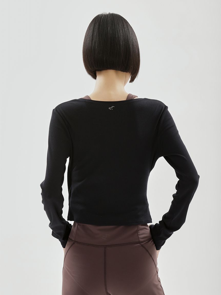 emmi atelier「【W&T】クロップドテレコカシュクールトップス」|Tシャツ・カットソー|