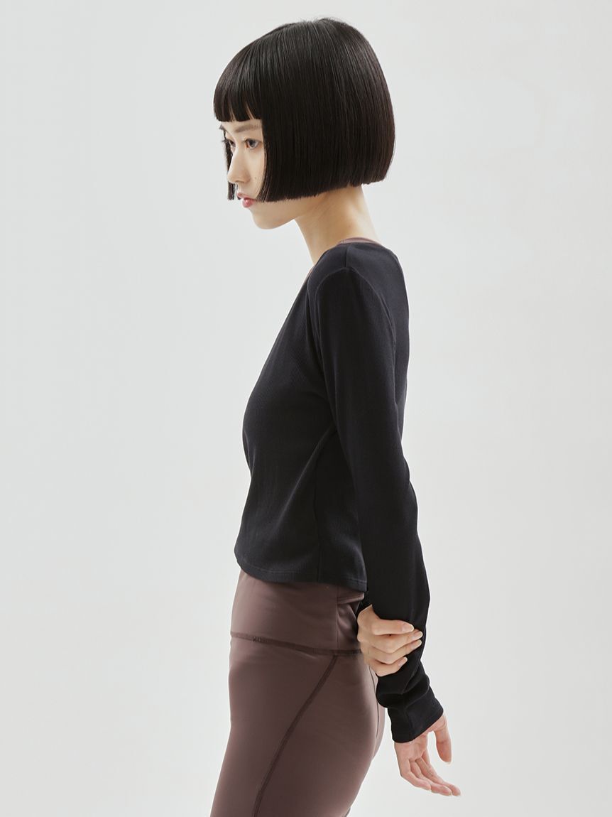 emmi atelier「【W&T】クロップドテレコカシュクールトップス」|Tシャツ・カットソー|