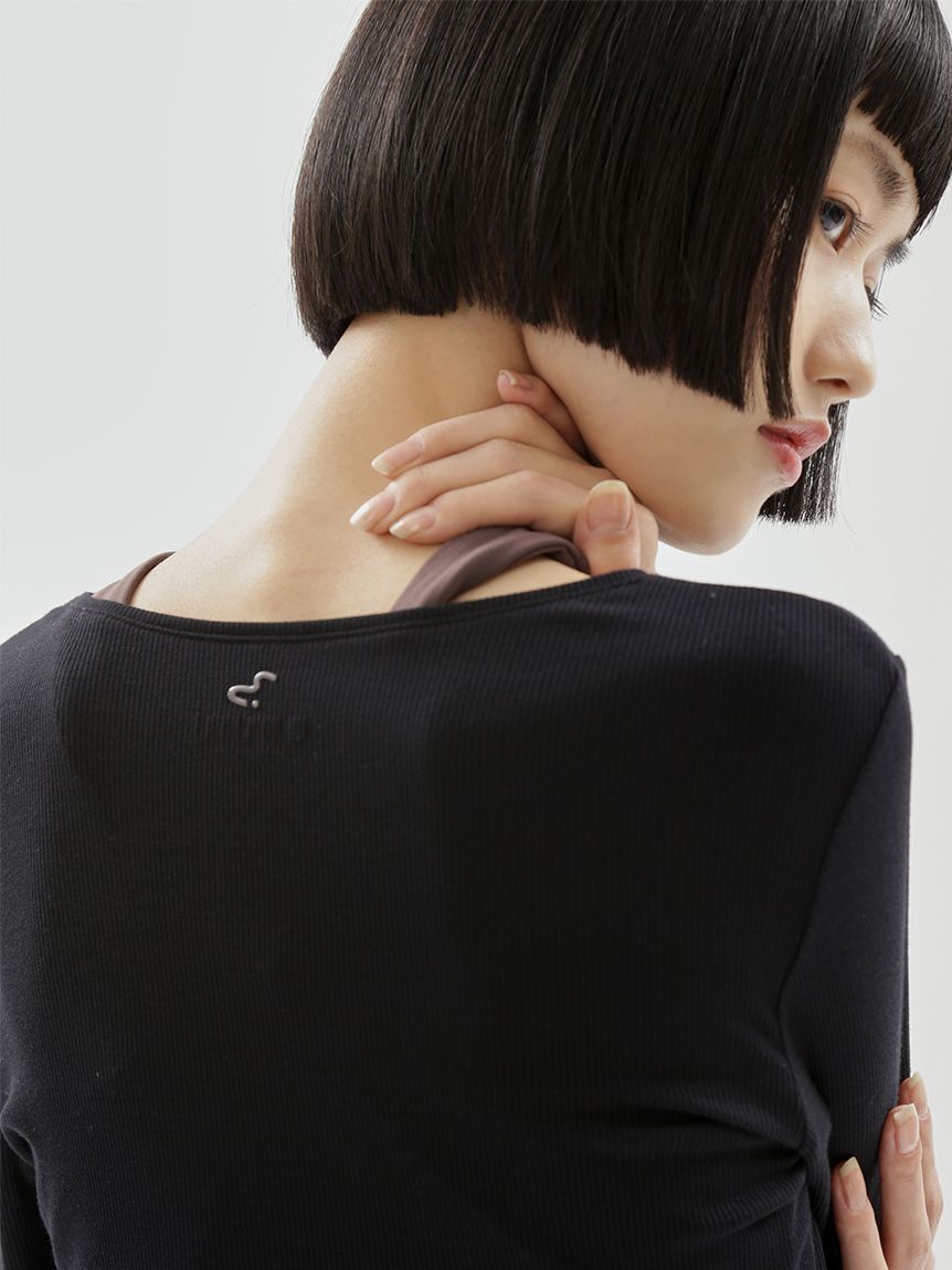emmi atelier「【W&T】クロップドテレコカシュクールトップス」|Tシャツ・カットソー|