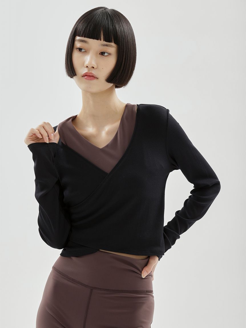 emmi atelier「【W&T】クロップドテレコカシュクールトップス」|Tシャツ・カットソー|