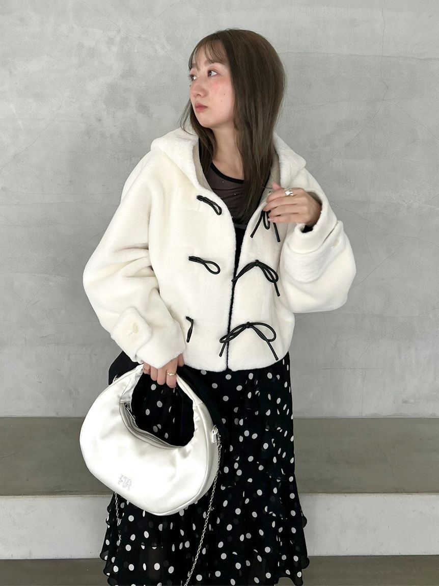 FURFUR「【WEB限定】クリスタルロゴベロアリボンバッグ」|トートバッグ|
