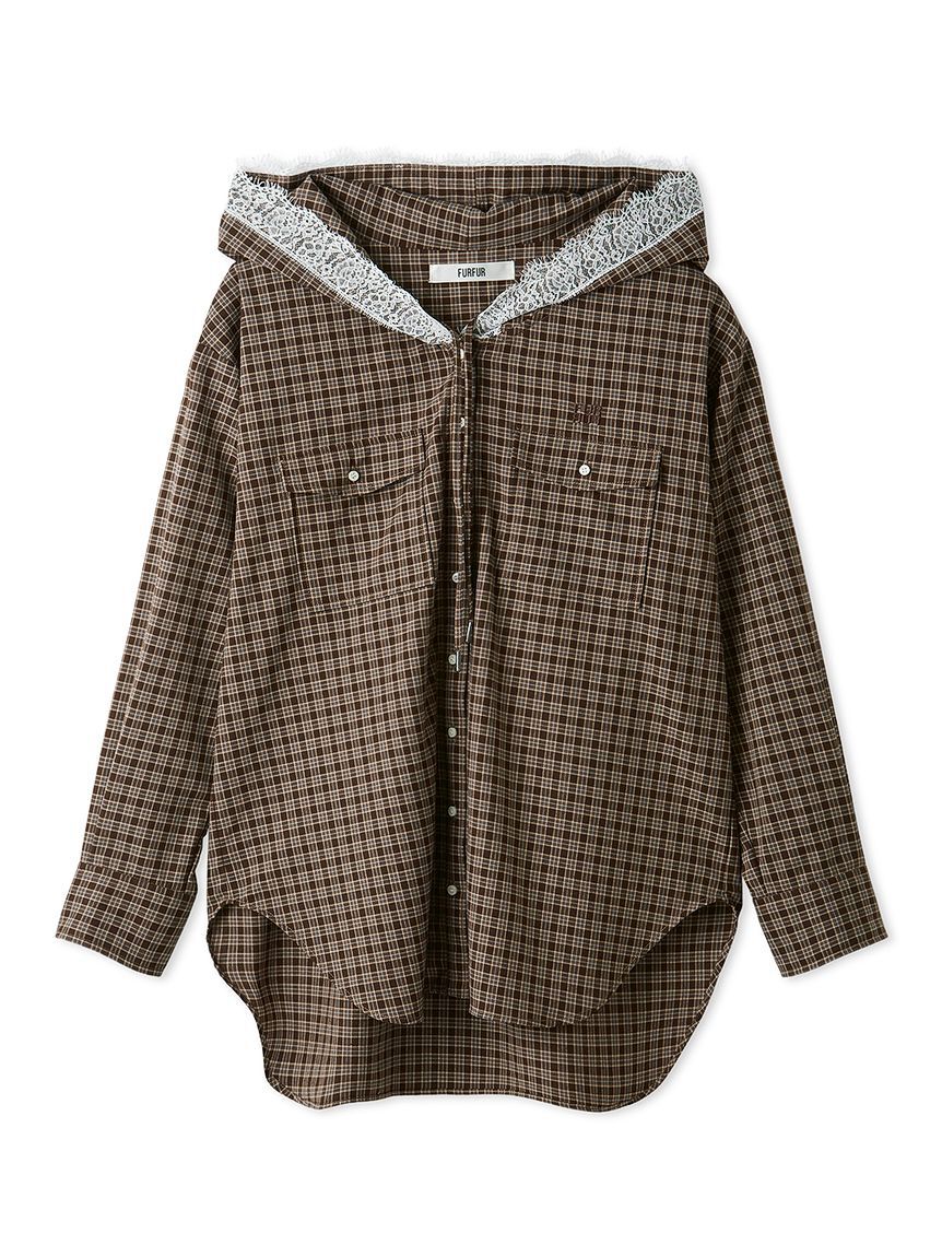 FURFUR「チェック柄フーディシャツ」|シャツ・ブラウス|BRW