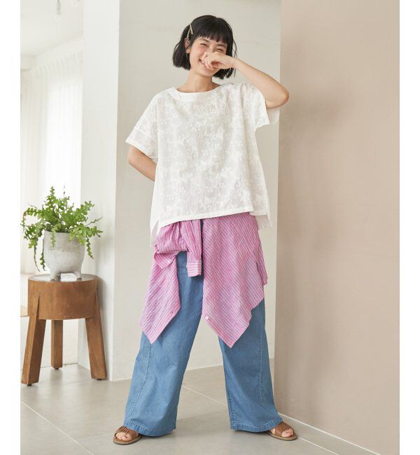 Lbc with Life「ボタニカルコード刺繍ブラウス」|シャツ・ブラウス|