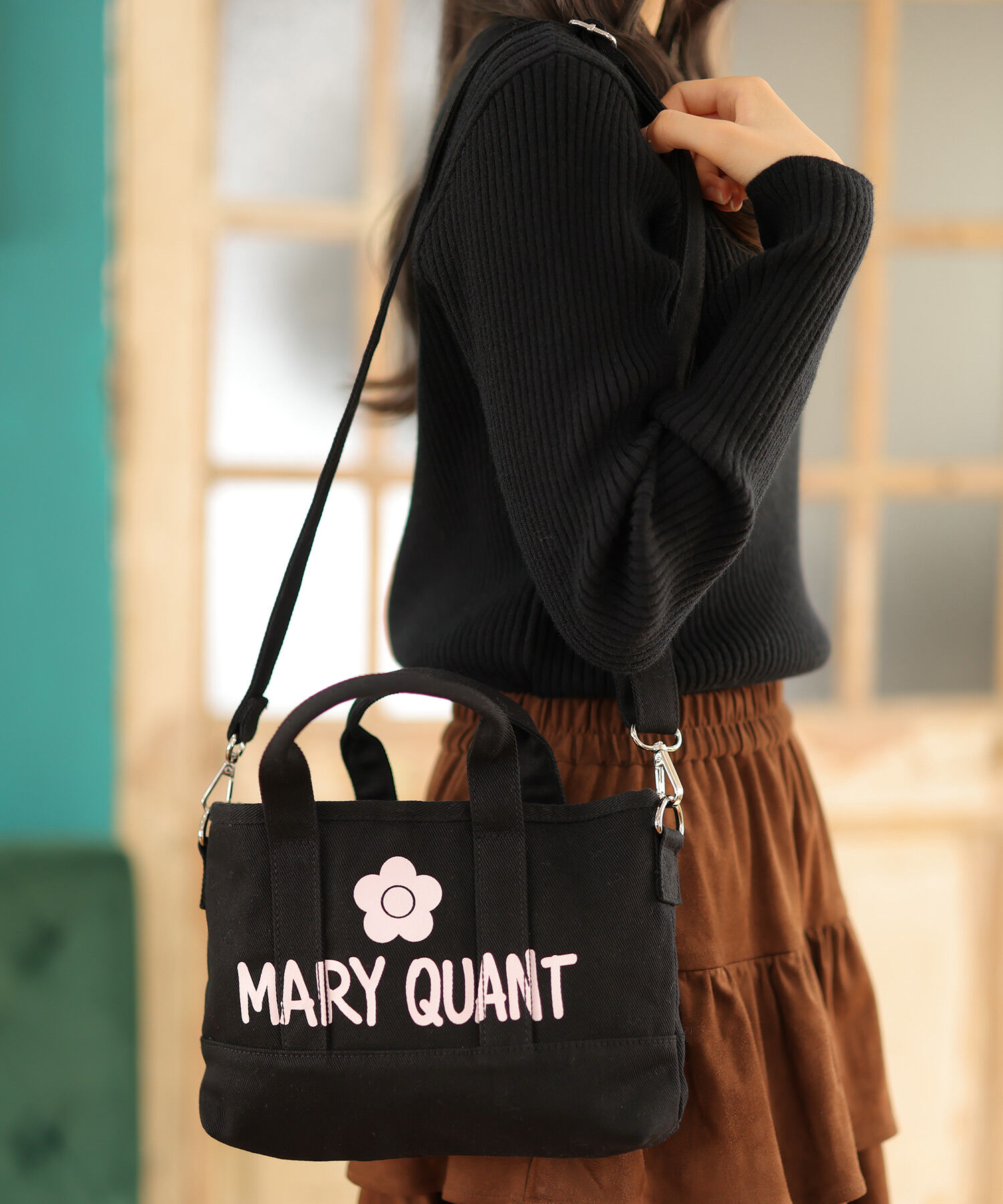 MARY QUANT「ペイントロゴキャンバス 2WAYミニトート」|ショルダー・メッセンジャー|