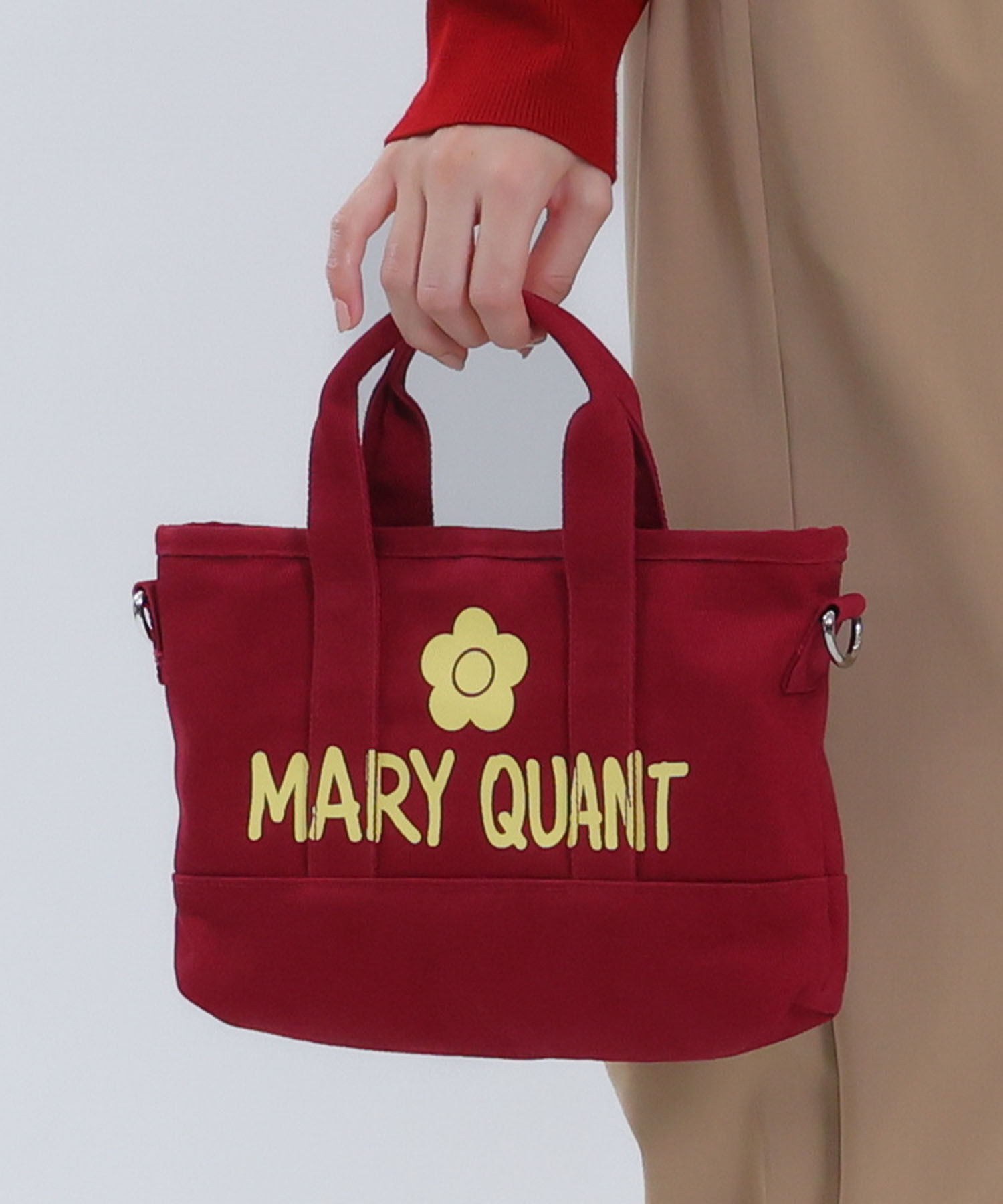 MARY QUANT「ペイントロゴキャンバス 2WAYミニトート」|ショルダー・メッセンジャー|ボルドー