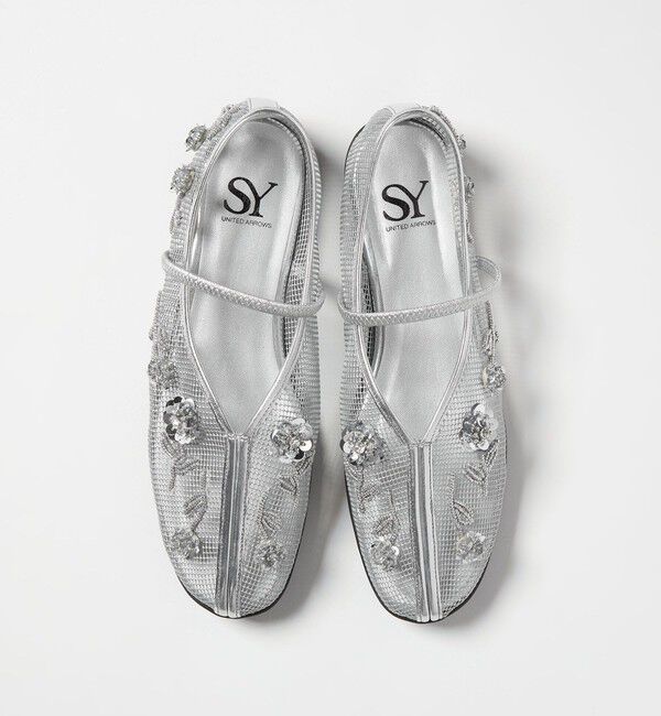 SY UNITED ARROWS「＜SY＞ フラワーメッシュチャイナ フラット20&uarr;」|パンプス|SILVER