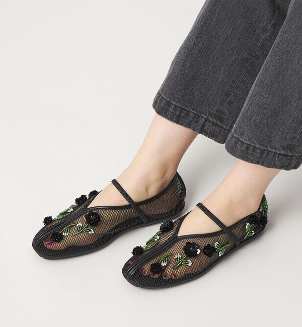 SY UNITED ARROWS「＜SY＞ フラワーメッシュチャイナ フラット20&uarr;」|パンプス|