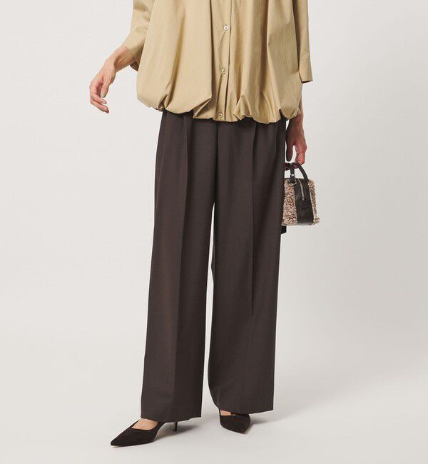 UNITED ARROWS「トロピカル ２タック ワイドパンツ」|スラックス|DK.BROWN