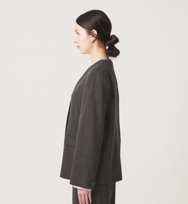 BEAUTY&YOUTH UNITED ARROWS「【WEB限定 Wardrobe DAILY MINIMAL】メランジ ダブルノーカラージャケット ウォッシャブル」|ノーカラージャケット|