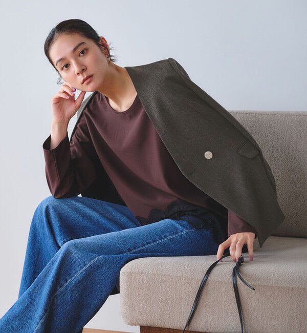 BEAUTY&YOUTH UNITED ARROWS「【WEB限定 Wardrobe DAILY MINIMAL】メランジ ダブルノーカラージャケット ウォッシャブル」|ノーカラージャケット|