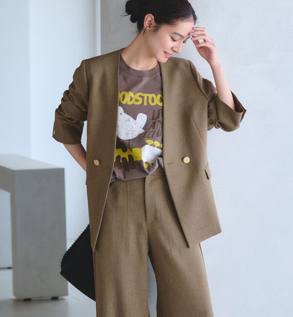 BEAUTY&YOUTH UNITED ARROWS「【WEB限定 Wardrobe DAILY MINIMAL】メランジ ダブルノーカラージャケット ウォッシャブル」|ノーカラージャケット|