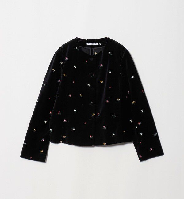 BEAUTY&YOUTH UNITED ARROWS「ベロア エンブロイダリー ノーカラージャケット」|ノーカラージャケット|BLACK