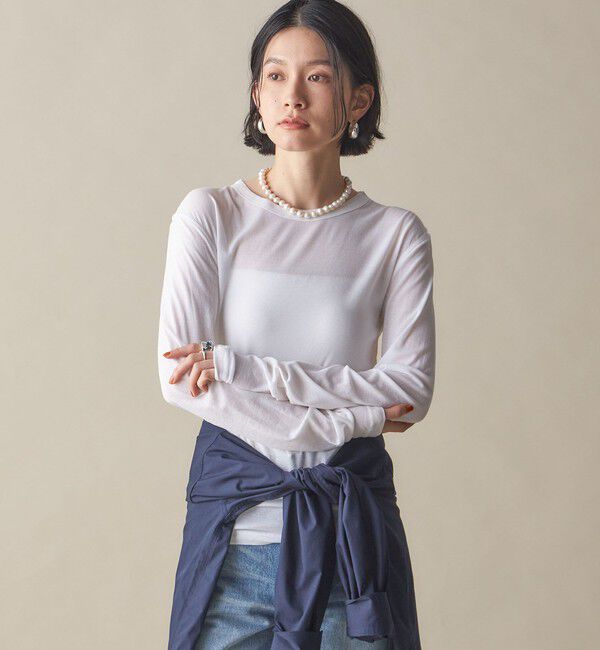 SHIPS for women「SHIPS NINE CASE:〈洗濯機可能〉ロゴ ロング スリーブ TEE」|Tシャツ・カットソー|