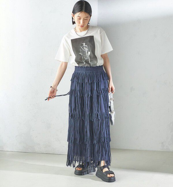 SHIPS for women「【SHIPS別注】crinkle crinkle crinkle:フリンジ スカート」|スカート|
