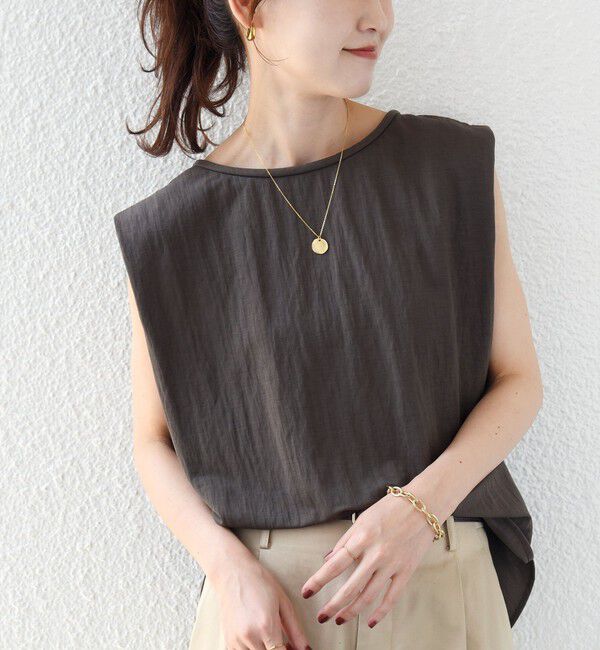 SHIPS for women「【実力派ベーシック】〈手洗い可能〉レーヨン ナイロン 深 ベンツ ノースリーブ プルオーバー」|Tシャツ・カットソー|