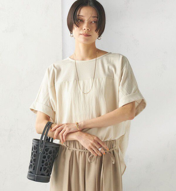 SHIPS for women「【実力派ベーシック】〈手洗い可能〉レーヨン ナイロン ドルマン 半袖 プルオーバー」|Tシャツ・カットソー|