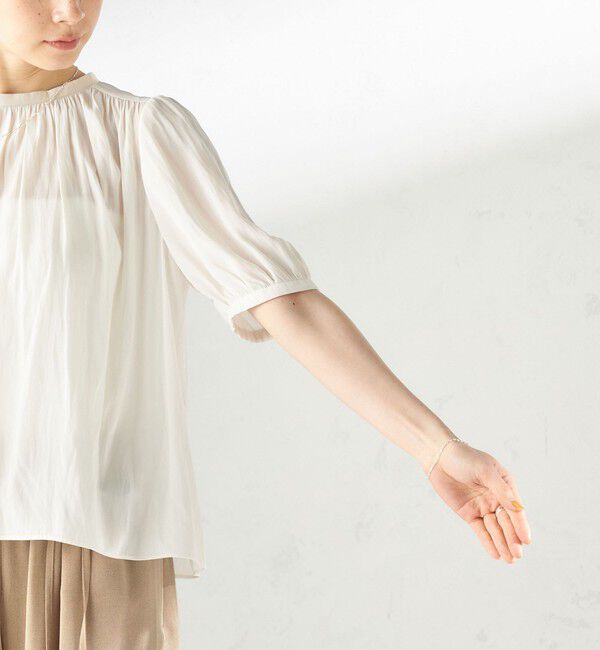 SHIPS for women「〈手洗い可能〉無地 カッセン ギャザー 半袖 ブラウス」|シャツ・ブラウス|
