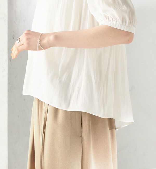 SHIPS for women「〈手洗い可能〉無地 カッセン ギャザー 半袖 ブラウス」|シャツ・ブラウス|