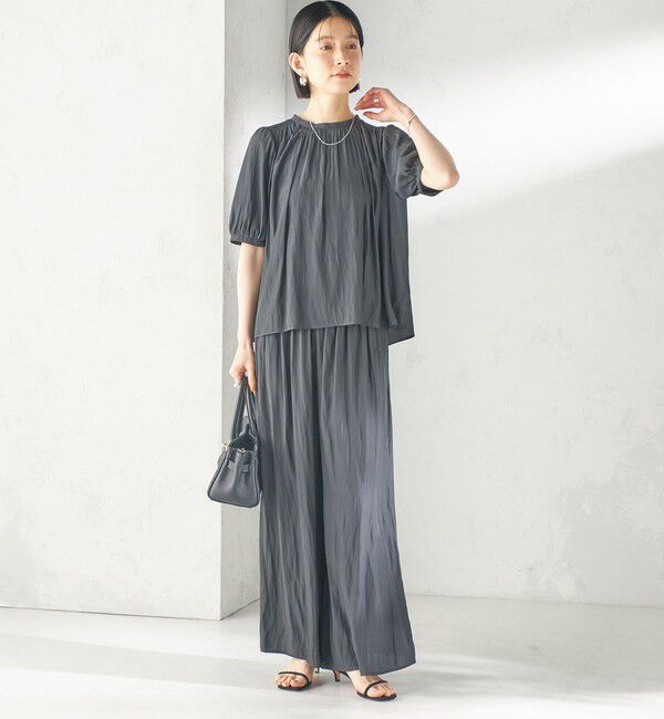 SHIPS for women「〈手洗い可能〉無地 カッセン ギャザー 半袖 ブラウス」|シャツ・ブラウス|