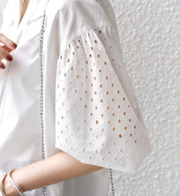 SHIPS for women「〈手洗い可能〉カットワーク レース スリーブ ブラウス」|シャツ・ブラウス|