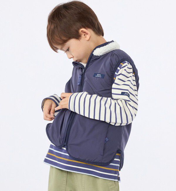 SHIPS KIDS「SHIPS KIDS:100～130cm /ボア リバーシブル ベスト」|ダウンベスト・ベスト|