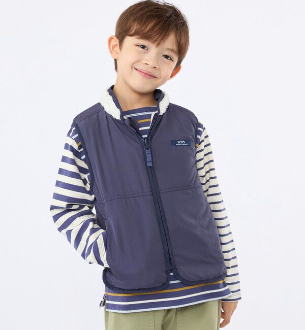 SHIPS KIDS「SHIPS KIDS:100～130cm /ボア リバーシブル ベスト」|ダウンベスト・ベスト|
