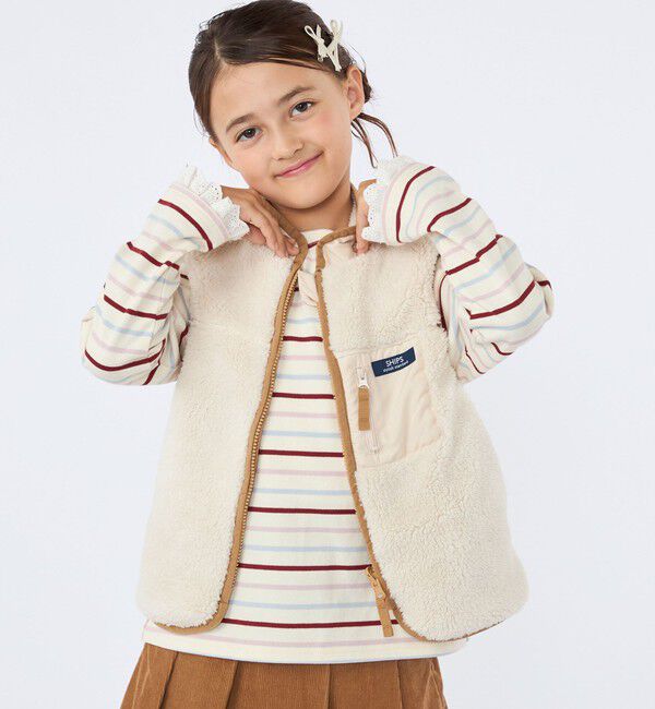 SHIPS KIDS「SHIPS KIDS:100～130cm /ボア リバーシブル ベスト」|ダウンベスト・ベスト|