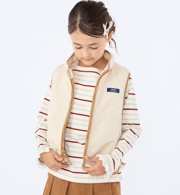 SHIPS KIDS「SHIPS KIDS:100～130cm /ボア リバーシブル ベスト」|ダウンベスト・ベスト|