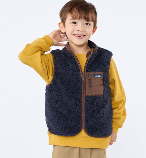 SHIPS KIDS「SHIPS KIDS:100～130cm /ボア リバーシブル ベスト」|ダウンベスト・ベスト|