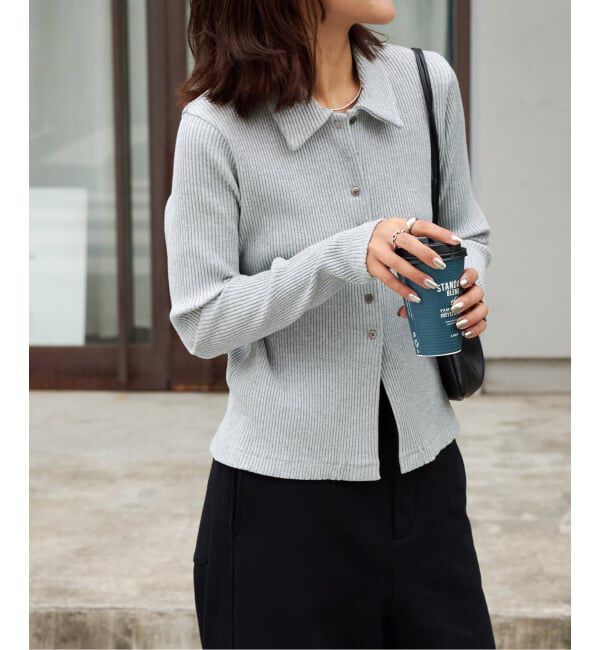OUTDOOR PRODUCTS Usual Things「リブタイトポロシャツカットソー」|Tシャツ・カットソー|グレー