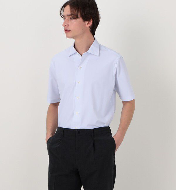 TOMORROWLAND MENS「ナイロンストレッチジャージー ワイドスプレッドカラー半袖シャツ CANCLINI」|シャツ・ブラウス|
