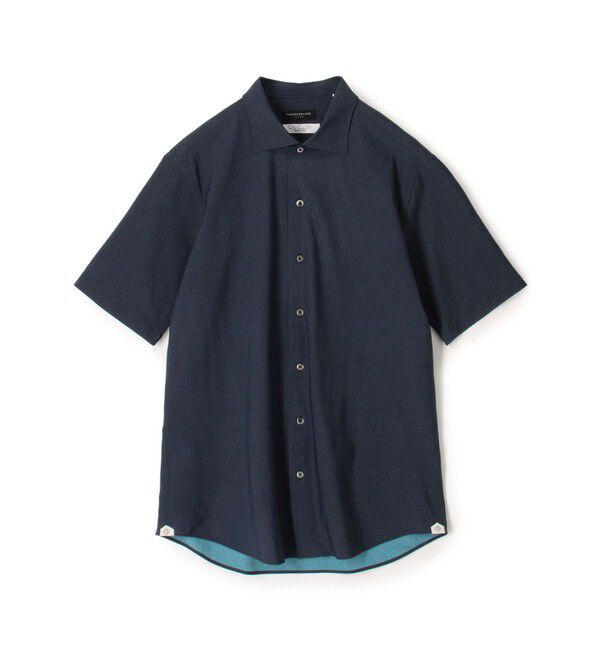 TOMORROWLAND MENS「ナイロンストレッチジャージー ワイドスプレッドカラー半袖シャツ CANCLINI」|シャツ・ブラウス|69 ネイビー