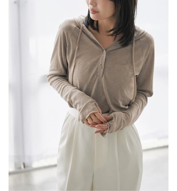 NOBLE「《WEB＆一部店舗限定》【RITA&times;SELLICHI】シアーフーディトップス」|Tシャツ・カットソー|カーキ