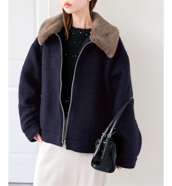 U by SPICK&SPAN「《予約》バックギャザーウールシャギーブルゾン」|その他|