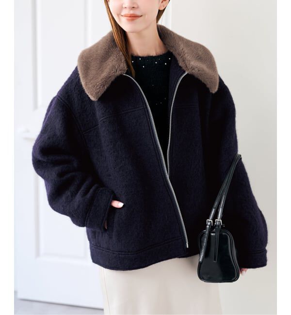 U by SPICK&SPAN「《予約》バックギャザーウールシャギーブルゾン」|その他|