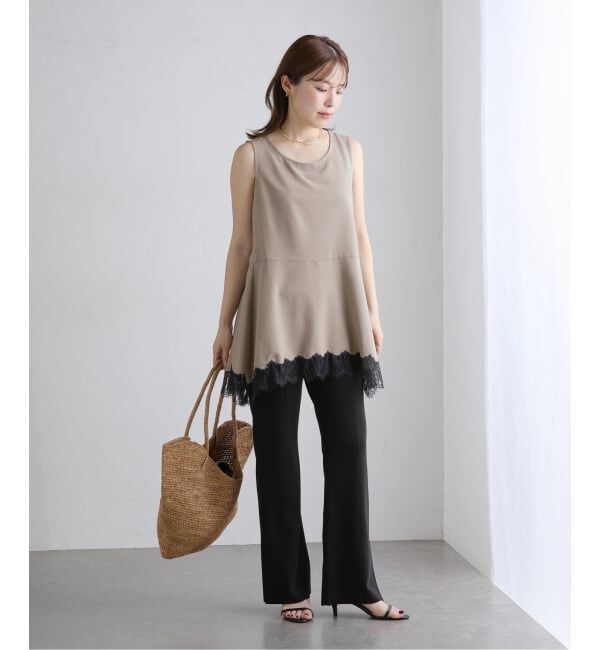  「《追加》【洗える】CHIGNON/シニヨン ヘムレースサテンタンク」|シャツ・ブラウス|