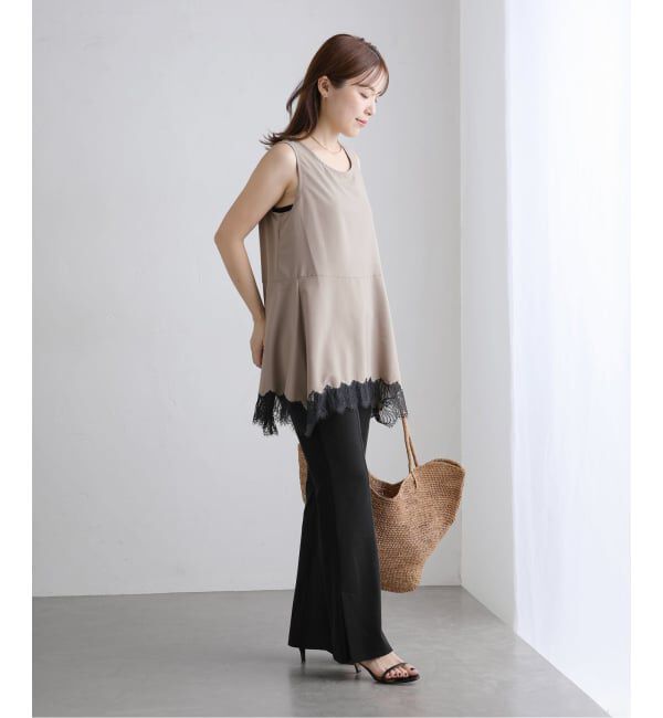  「《追加》【洗える】CHIGNON/シニヨン ヘムレースサテンタンク」|シャツ・ブラウス|
