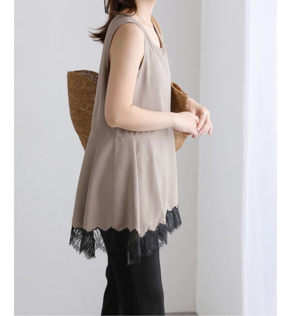  「《追加》【洗える】CHIGNON/シニヨン ヘムレースサテンタンク」|シャツ・ブラウス|