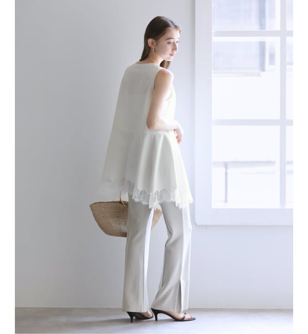  「《追加》【洗える】CHIGNON/シニヨン ヘムレースサテンタンク」|シャツ・ブラウス|