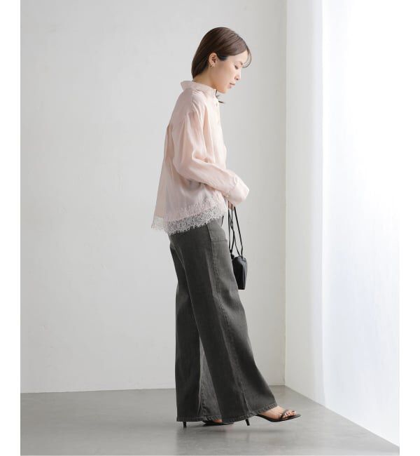  「【洗える】レーストリミングシャツ」|シャツ・ブラウス|